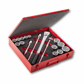 "Garnitura nasadnih ključeva od 22-50mm u metalnoj kutiji sa reverzibilnom ručicom i produžecima prihvat 3/4"" 612 3/4 EB USAG"